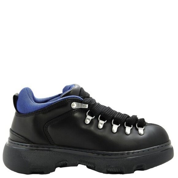 Burberry Trek Sneakers Black Leather Mens 42 / US 9 Made in Italy NIB - Picture 3 of 7